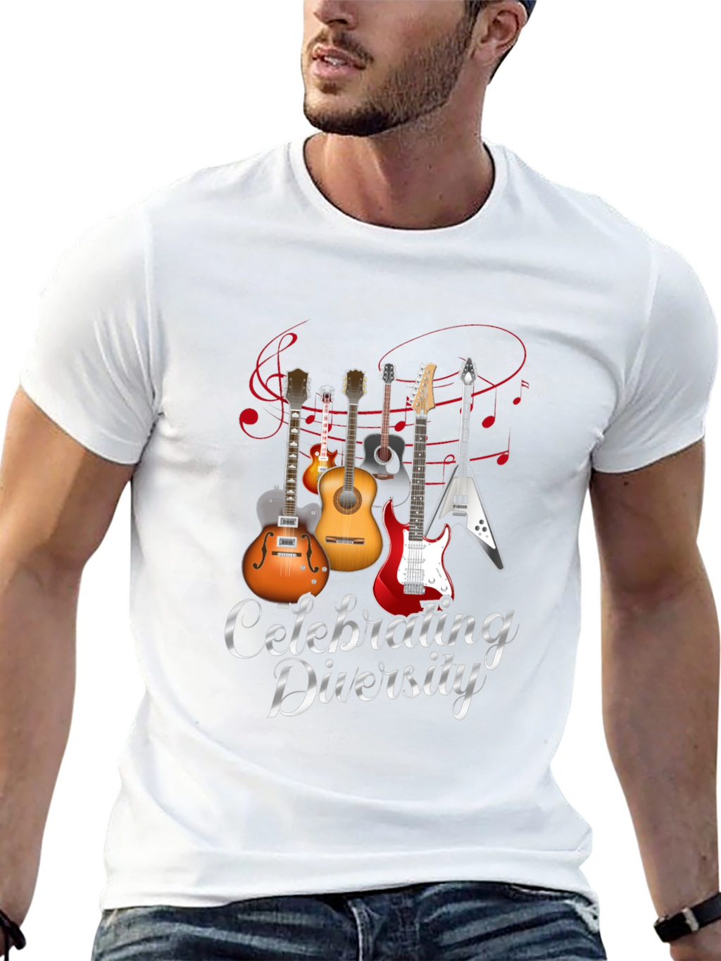Celebrating Diversity Guitar Graphic T-Shirt