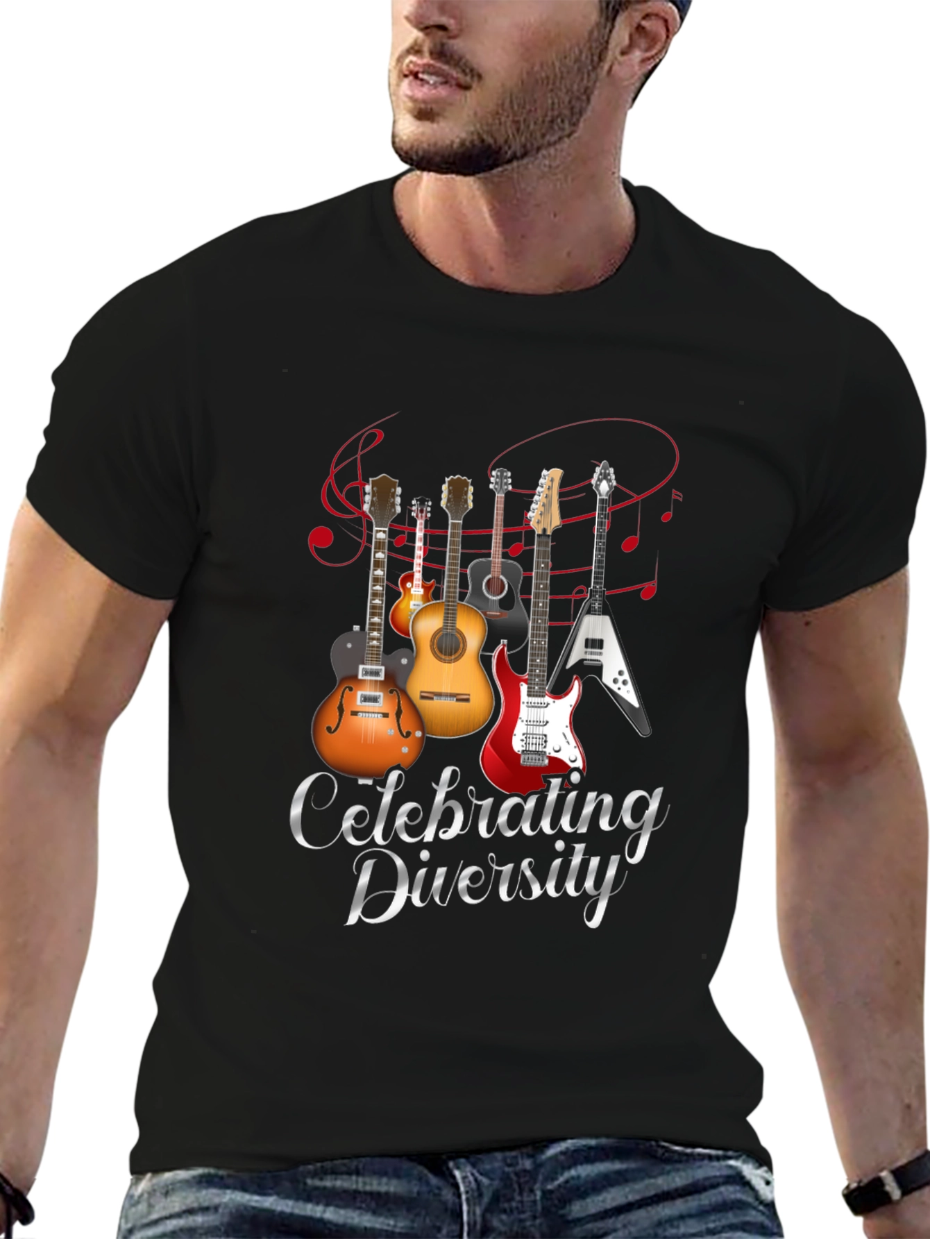 Celebrating Diversity Guitar Graphic T-Shirt