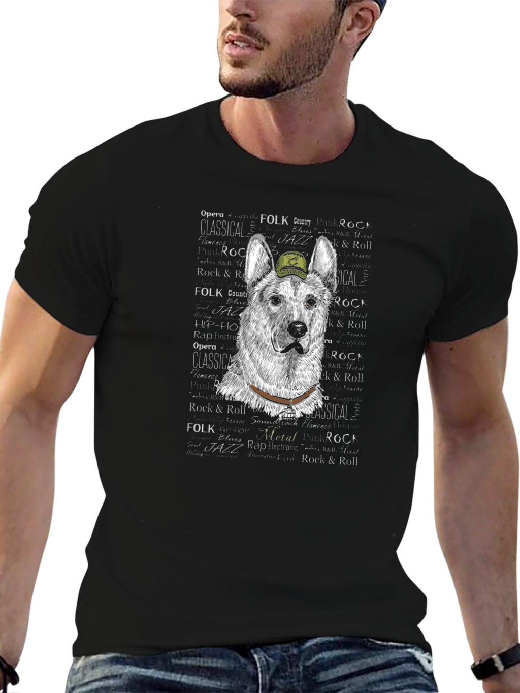 Cool Dog T-Shirt: German Shepherd with Hat
