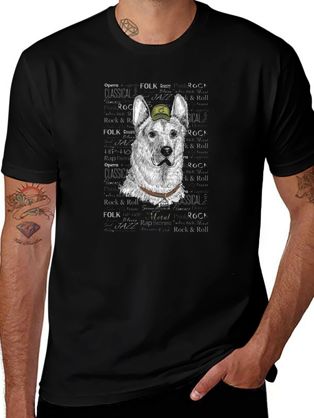 Cool Dog T-Shirt: German Shepherd with Hat