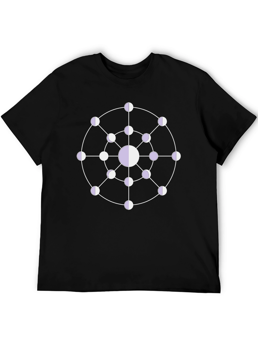 Geometric Moon Phase T-Shirt - Black