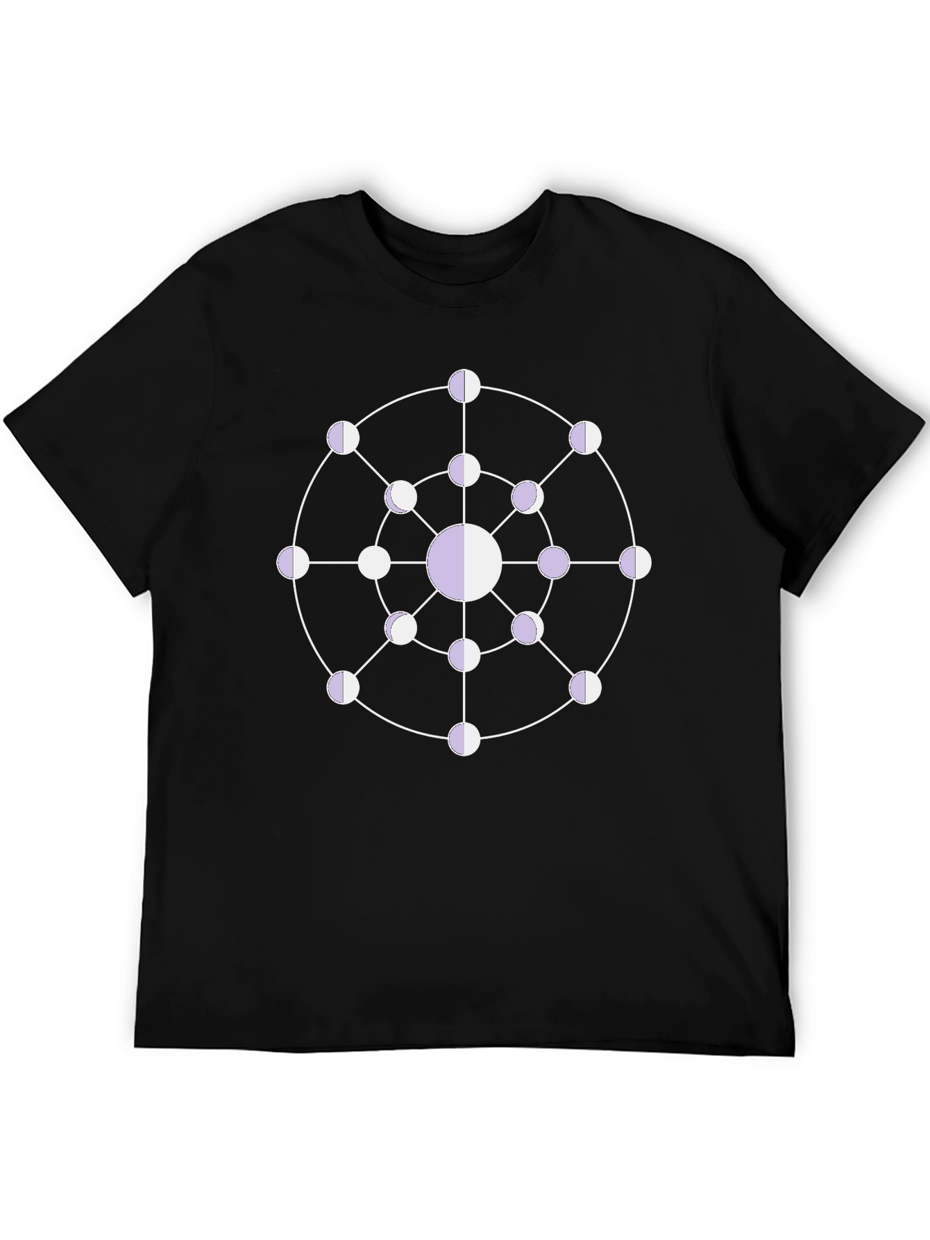 Geometric Moon Phase T-Shirt - Black