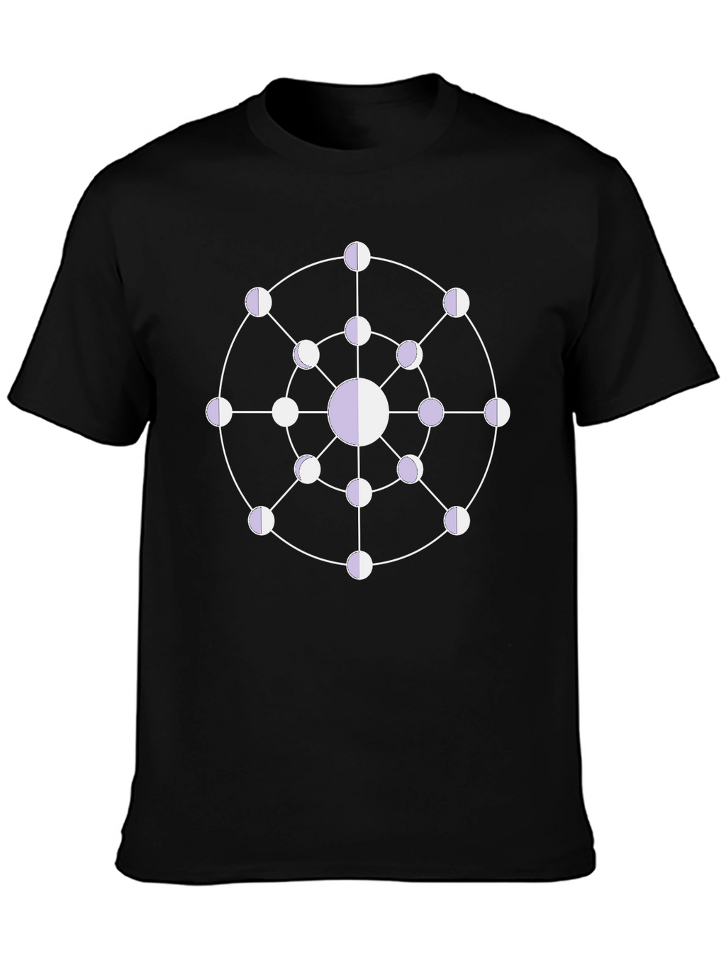 Geometric Moon Phase T-Shirt - Black