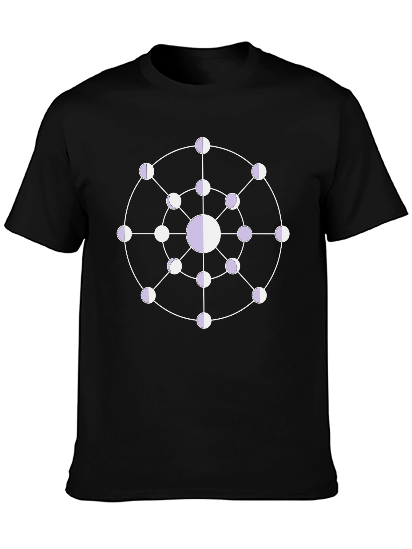 Geometric Moon Phase T-Shirt - Black