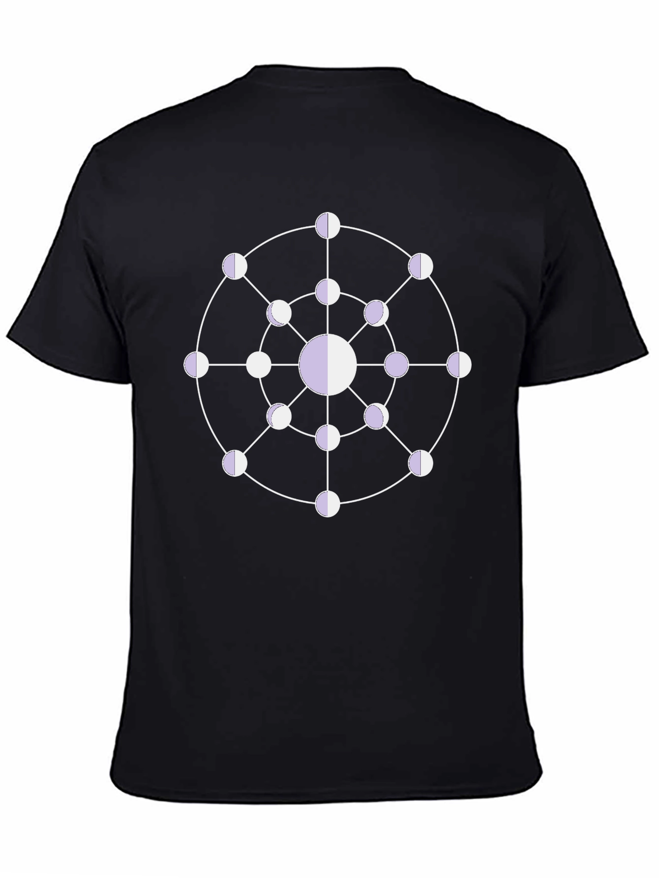 Geometric Moon Phase T-Shirt - Black