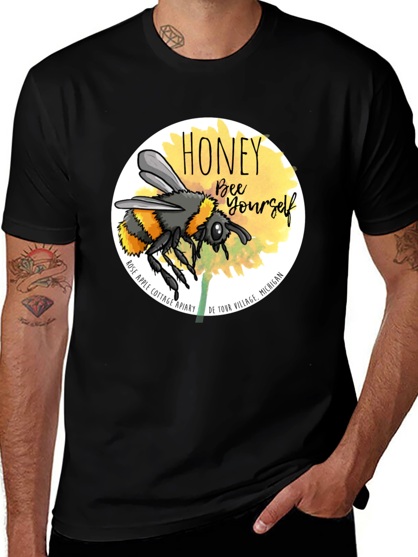 Honey Bee Yourself Graphic Tee - Black