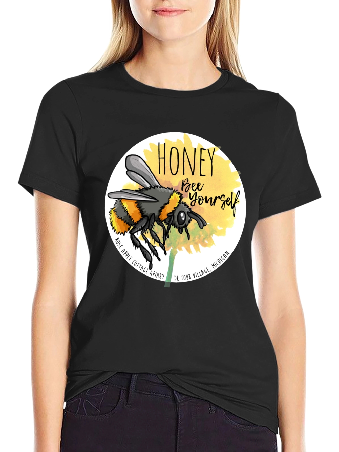 Honey Bee Yourself Graphic Tee - Black