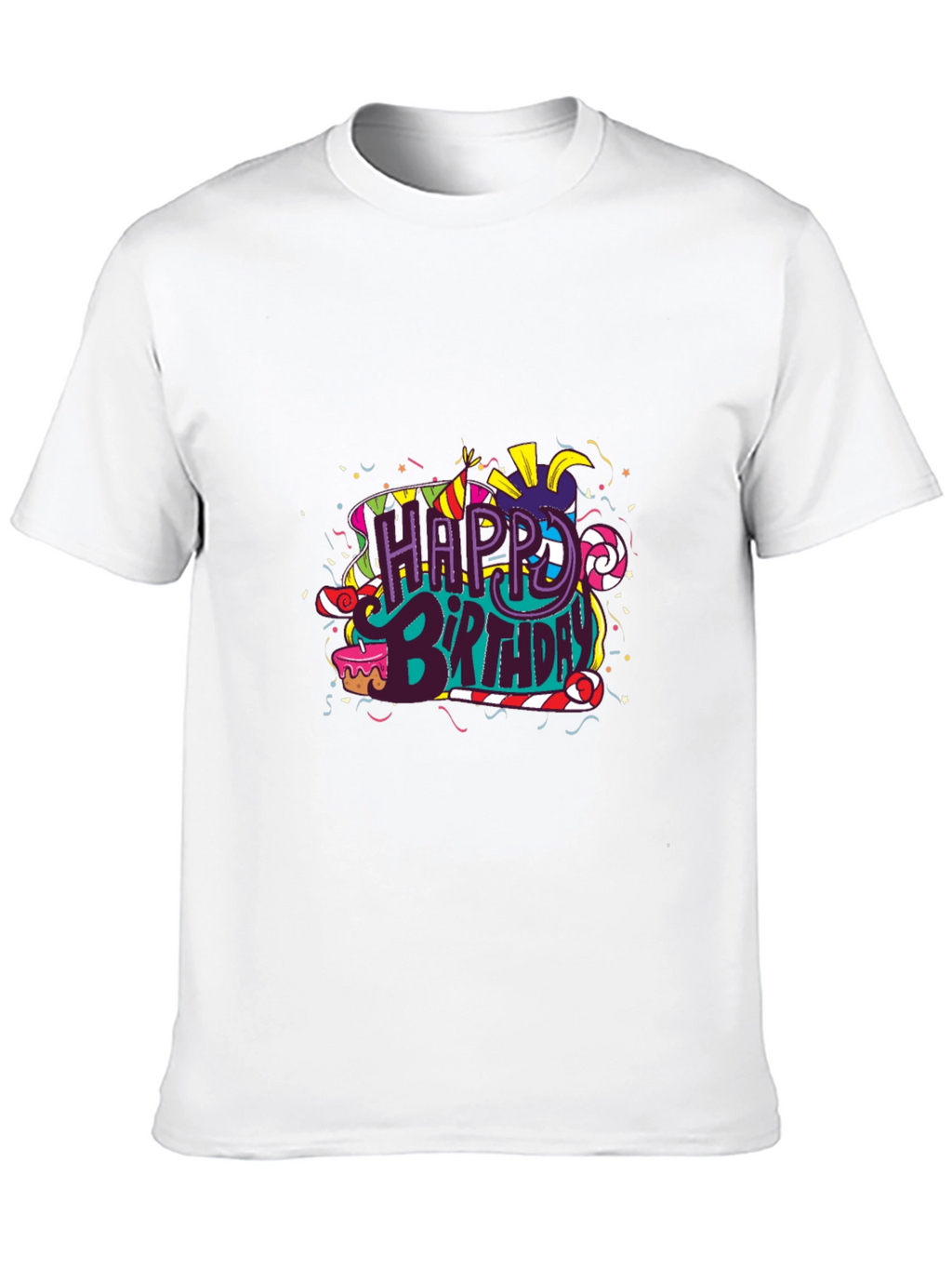 Happy Birthday Graphic Print Black T-Shirt