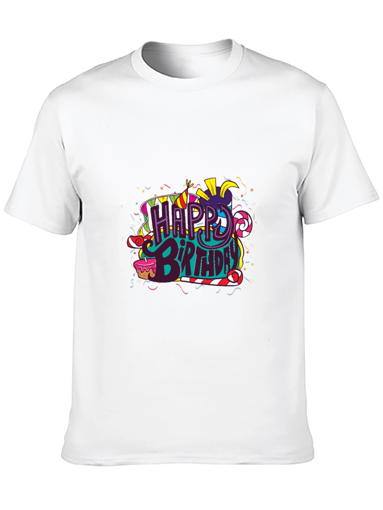 Happy Birthday Graphic Print Black T-Shirt