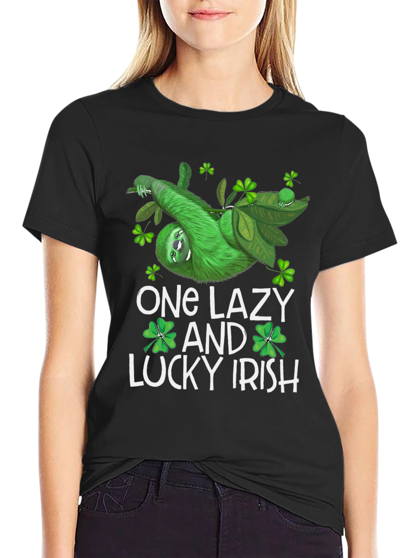 One Lazy & Lucky Irish St Patricks Day Sloth Graphic Tee
