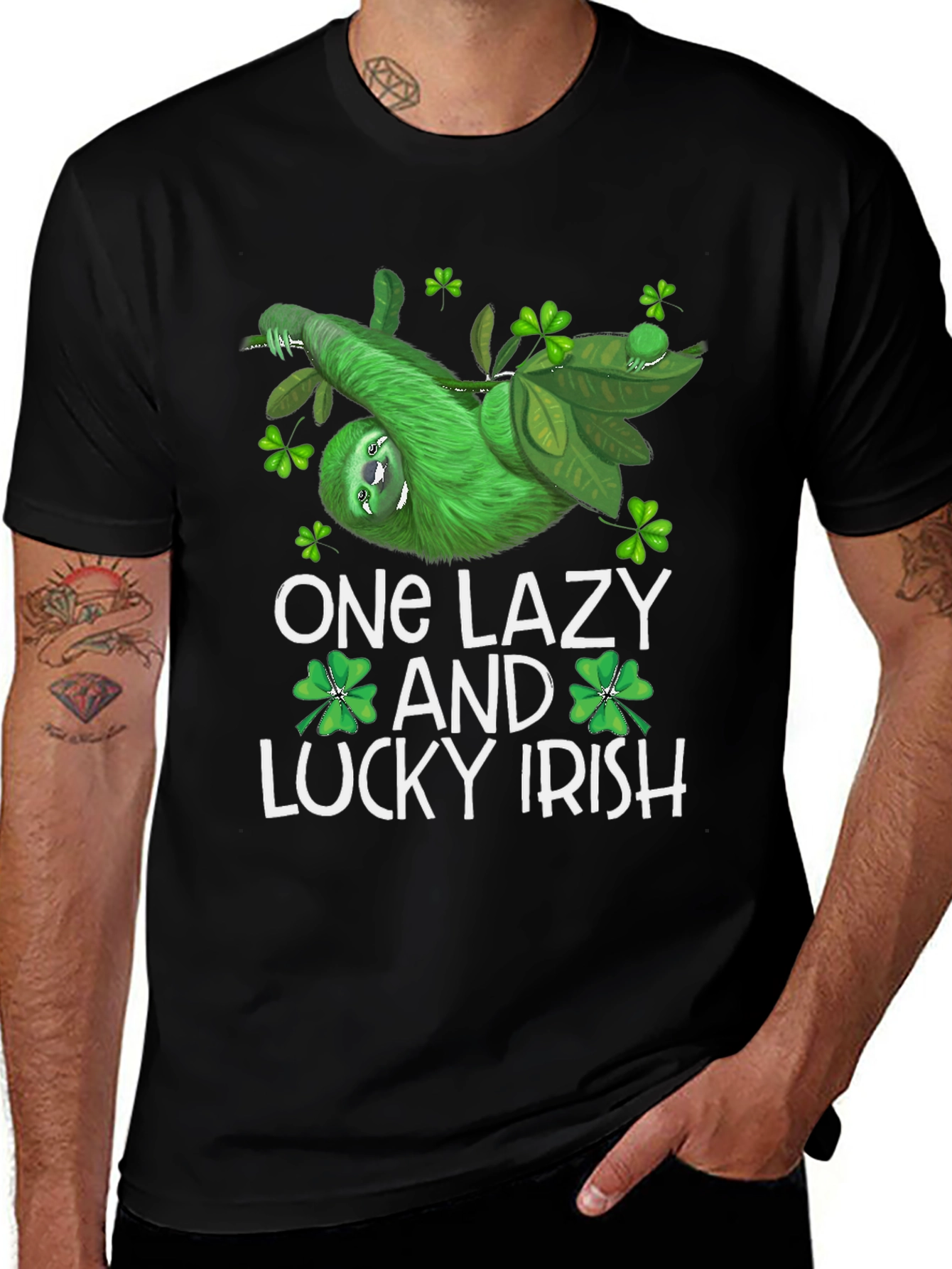 One Lazy & Lucky Irish St Patricks Day Sloth Graphic Tee