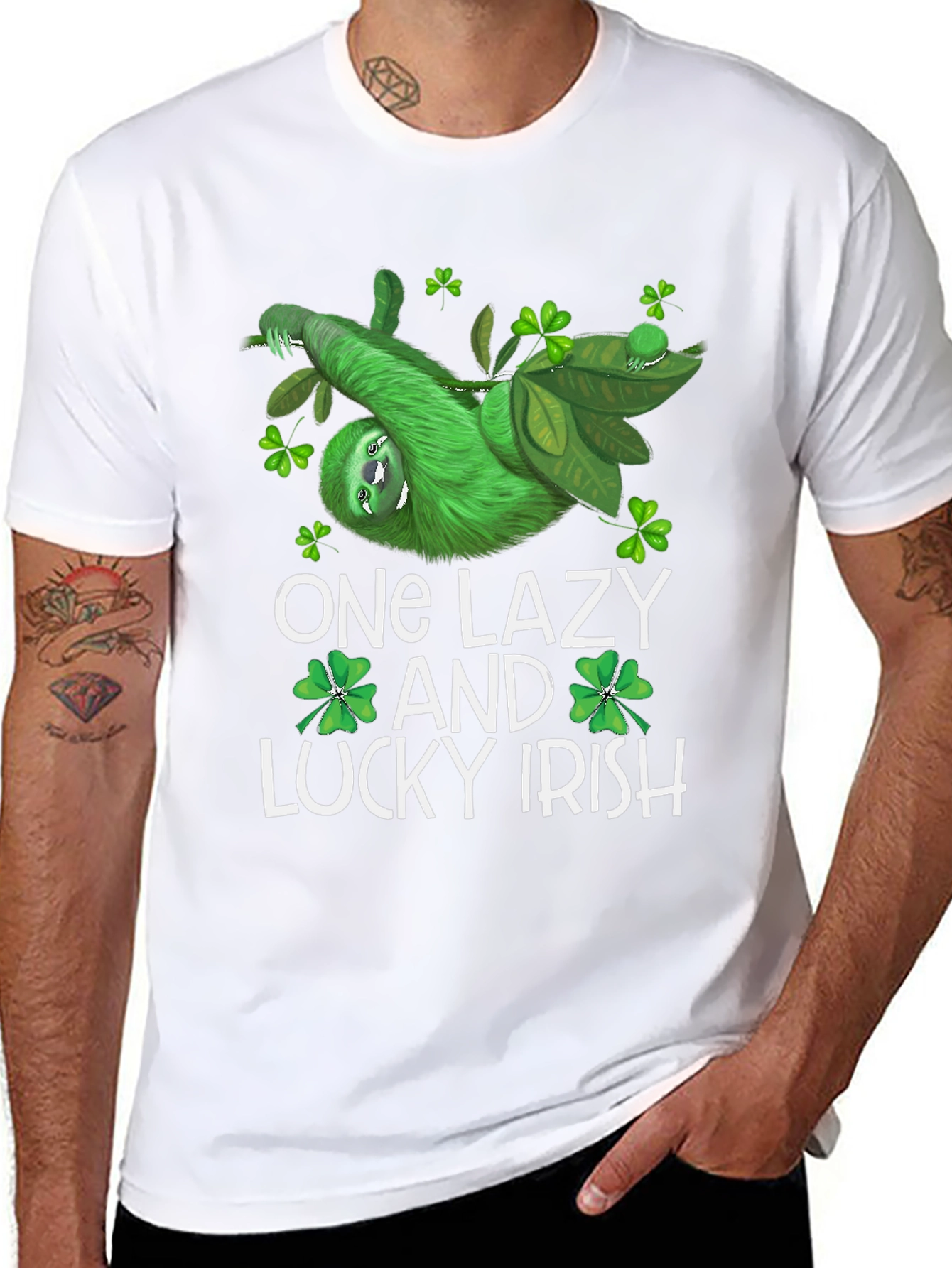 One Lazy & Lucky Irish St Patricks Day Sloth Graphic Tee