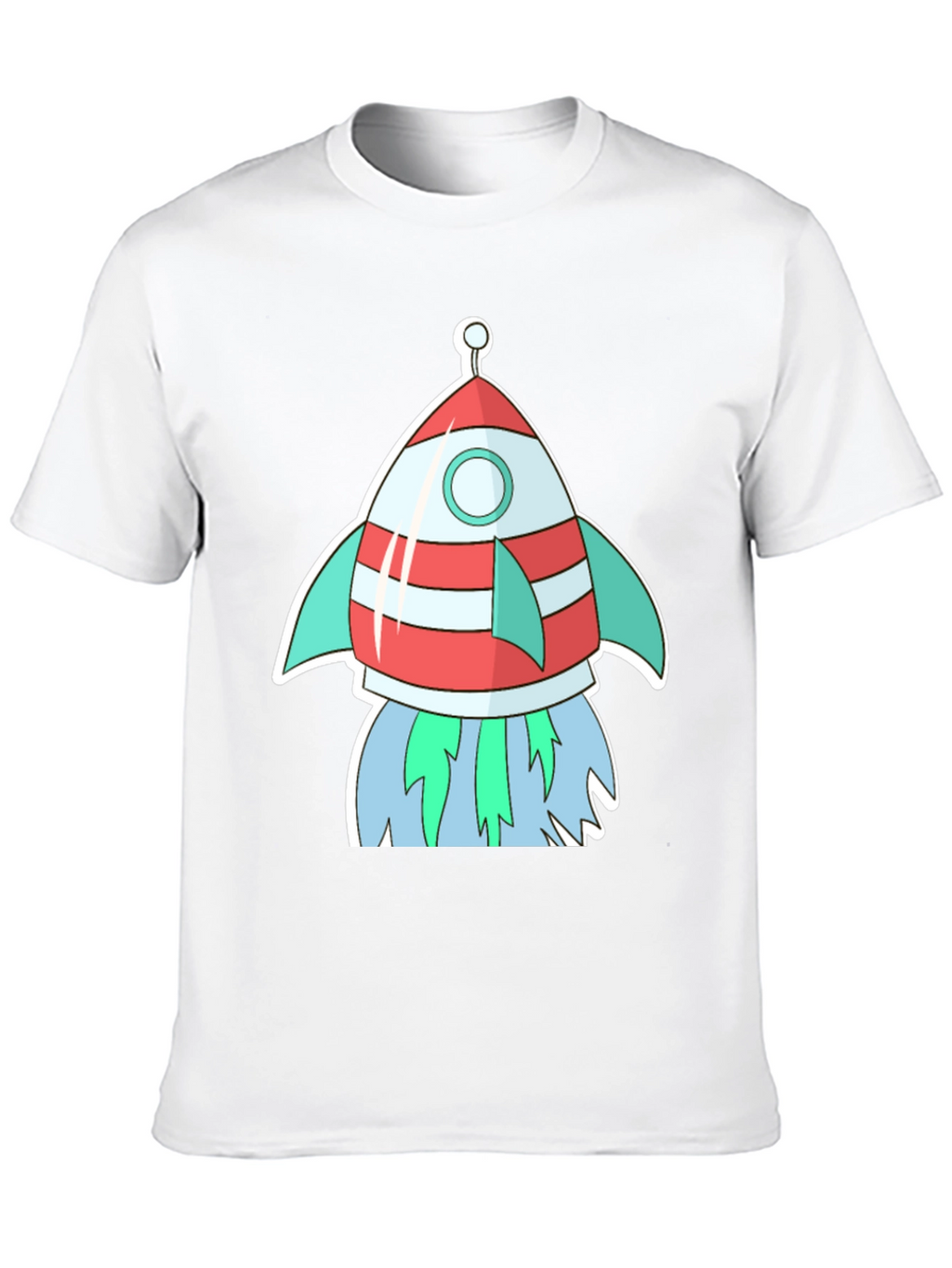 Cartoon Rocket Black T-Shirt