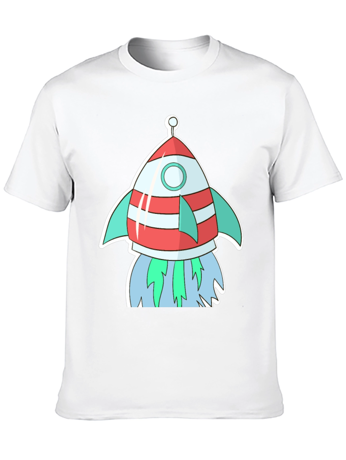 Cartoon Rocket Black T-Shirt