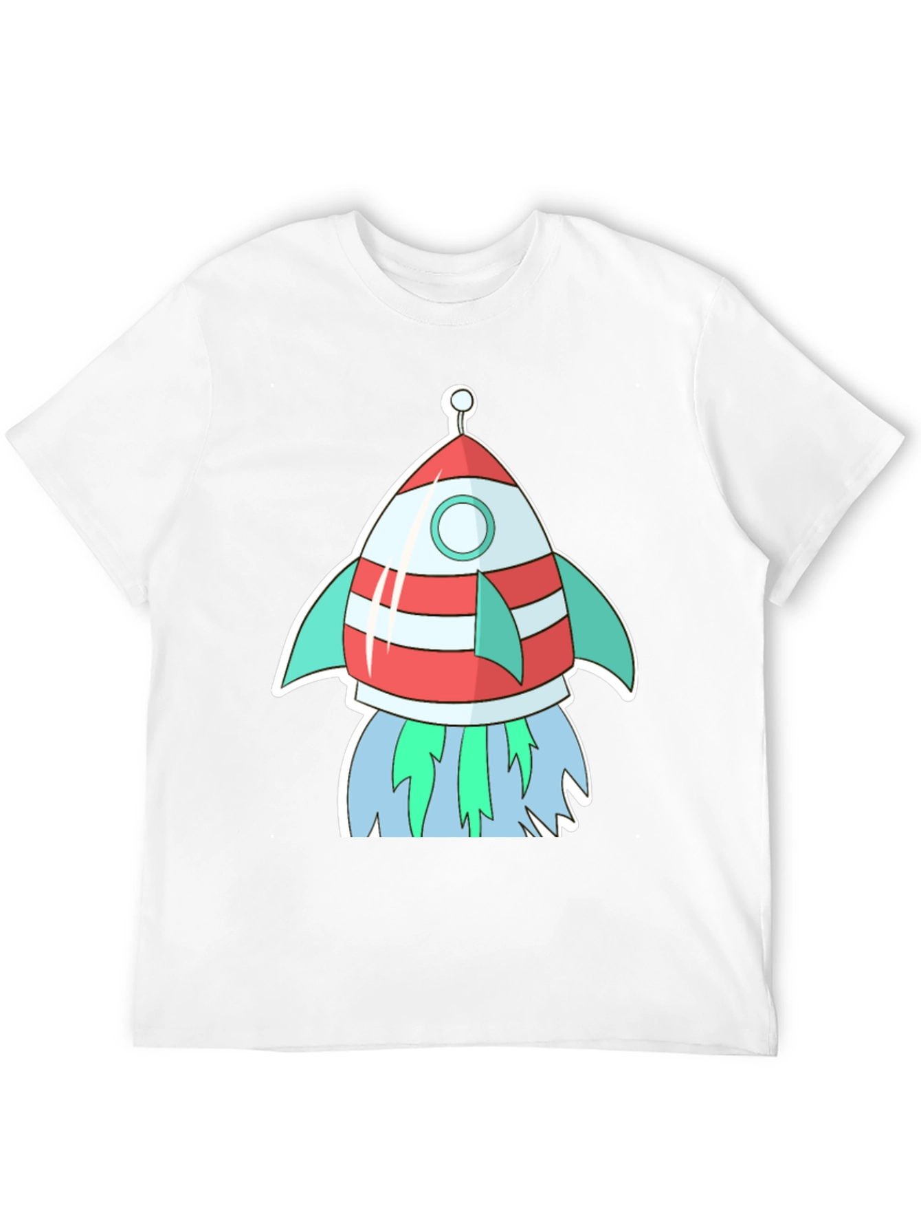 Cartoon Rocket Black T-Shirt