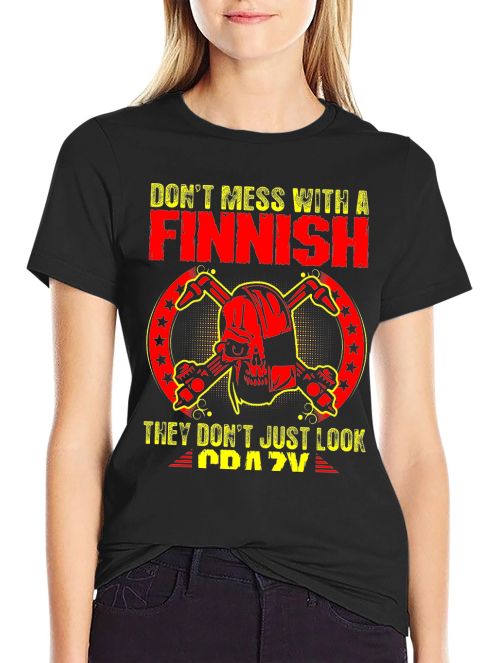 Finnish Crazy Graphic Tee - Black