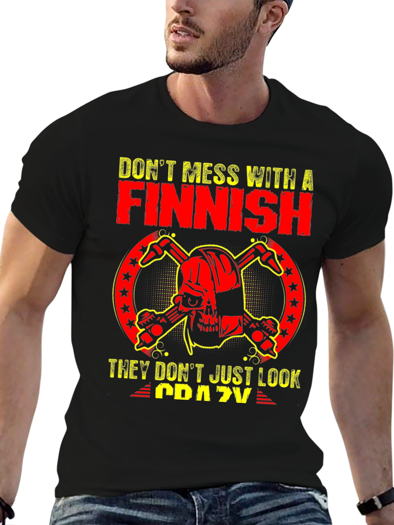 Finnish Crazy Graphic Tee - Black