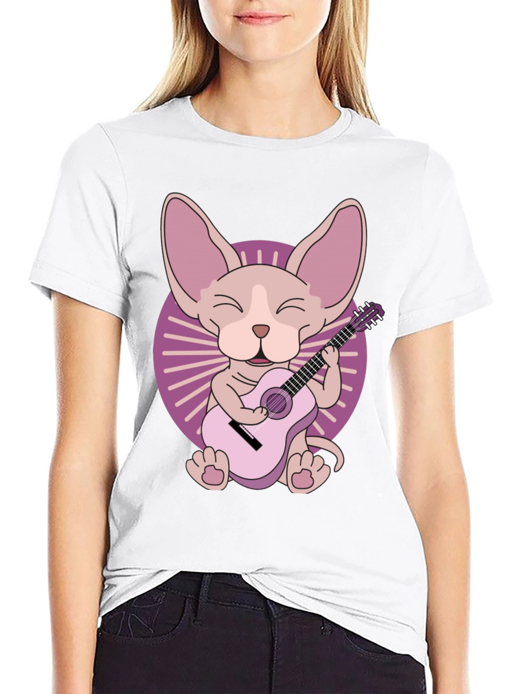 Sphynx Cat Guitar T-Shirt - Unique Graphic Tee