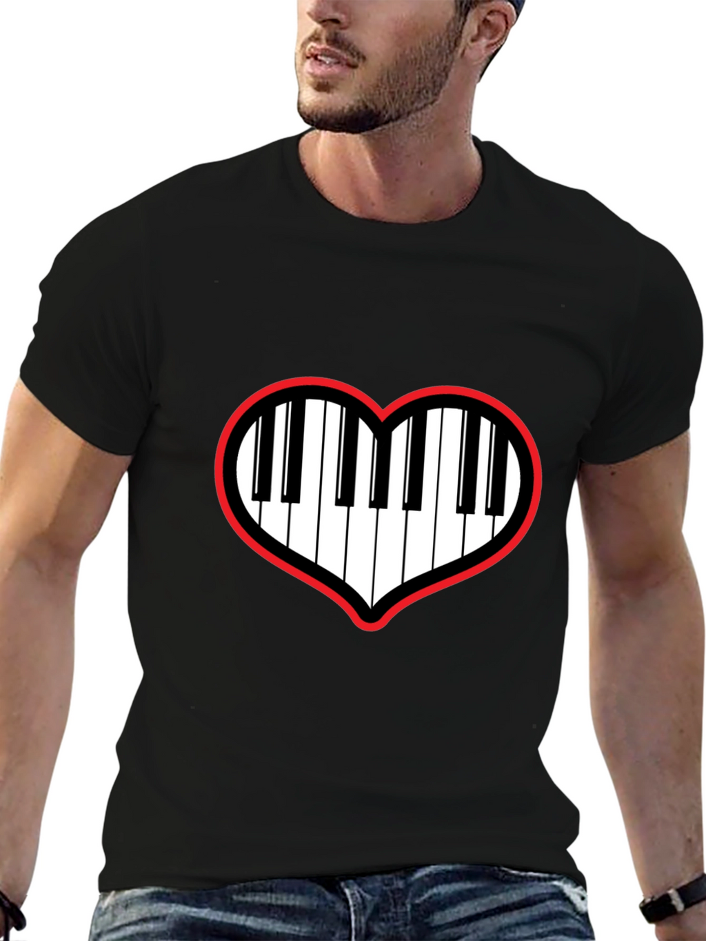 Piano Heartbeat T-Shirt - Music Lover Tee