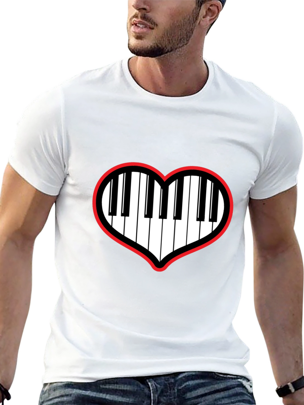 Piano Heartbeat T-Shirt - Music Lover Tee