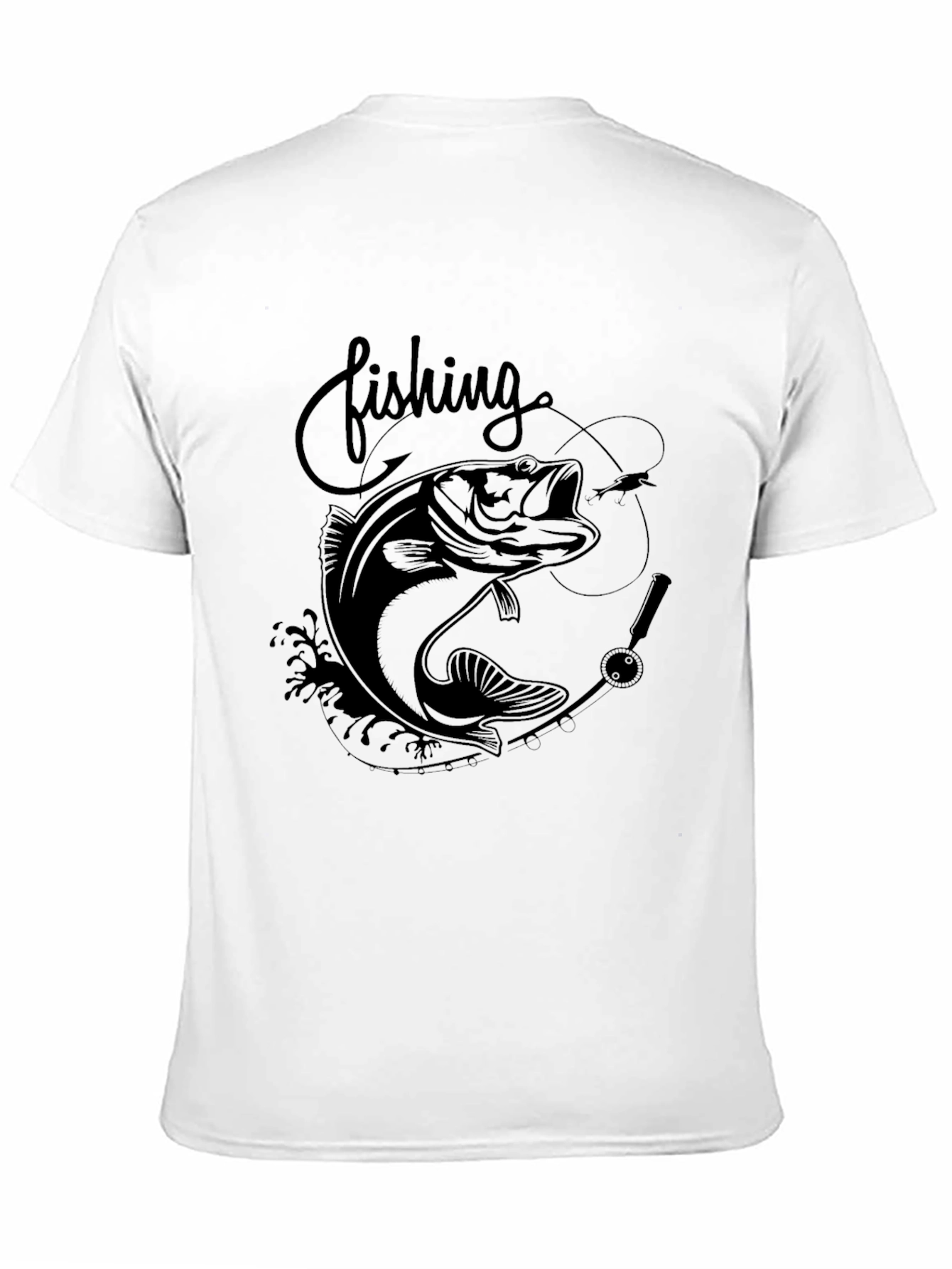 Fishing Bass Graphic Tee - Black Cotton T-Shirt