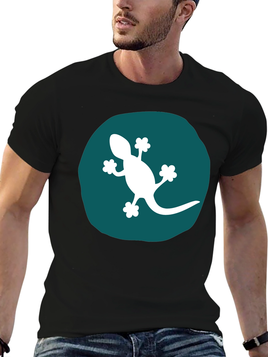 Gecko Graphic Tee - Modern Black T-Shirt