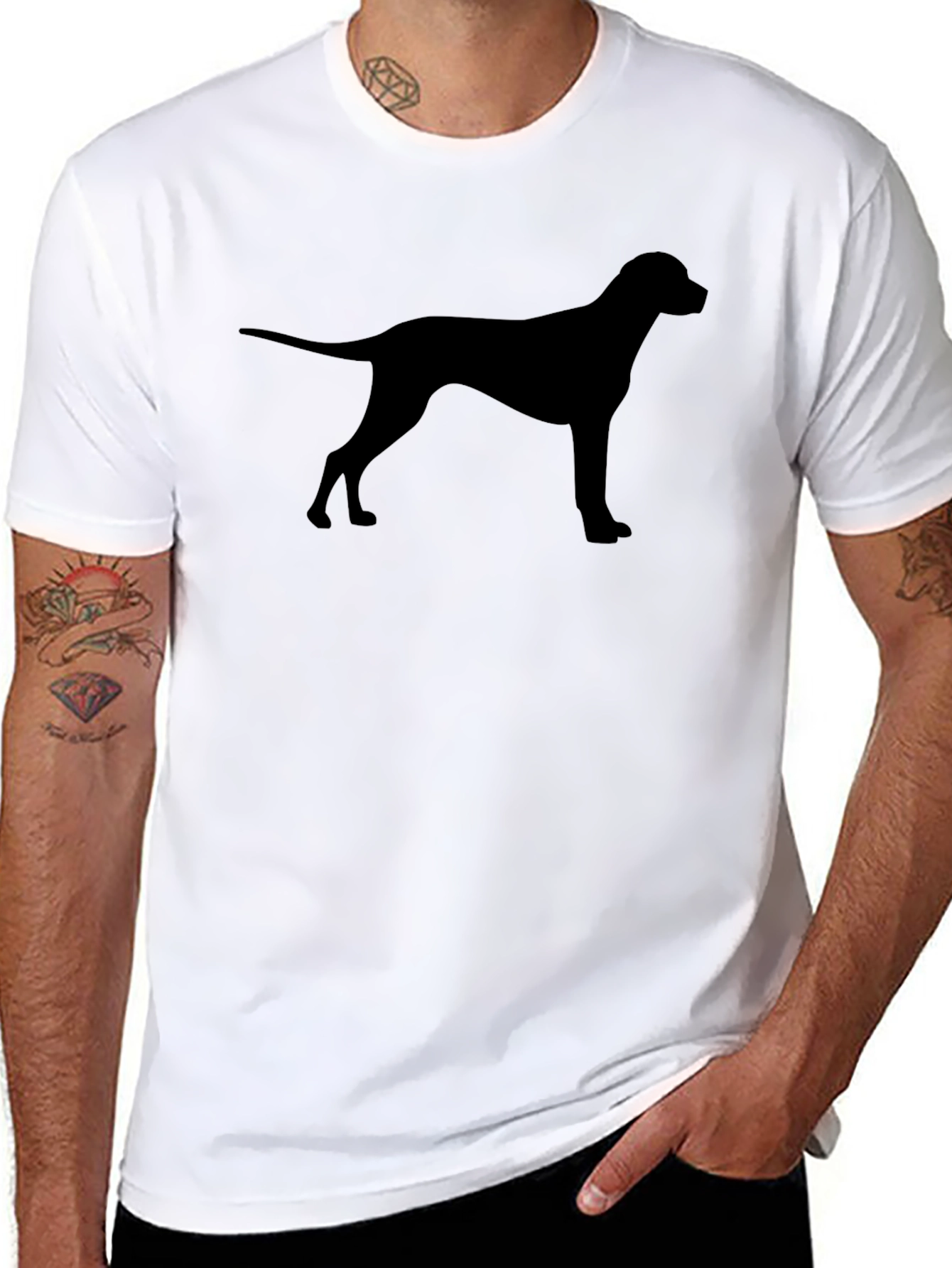 Dog Silhouette T-Shirt - Black