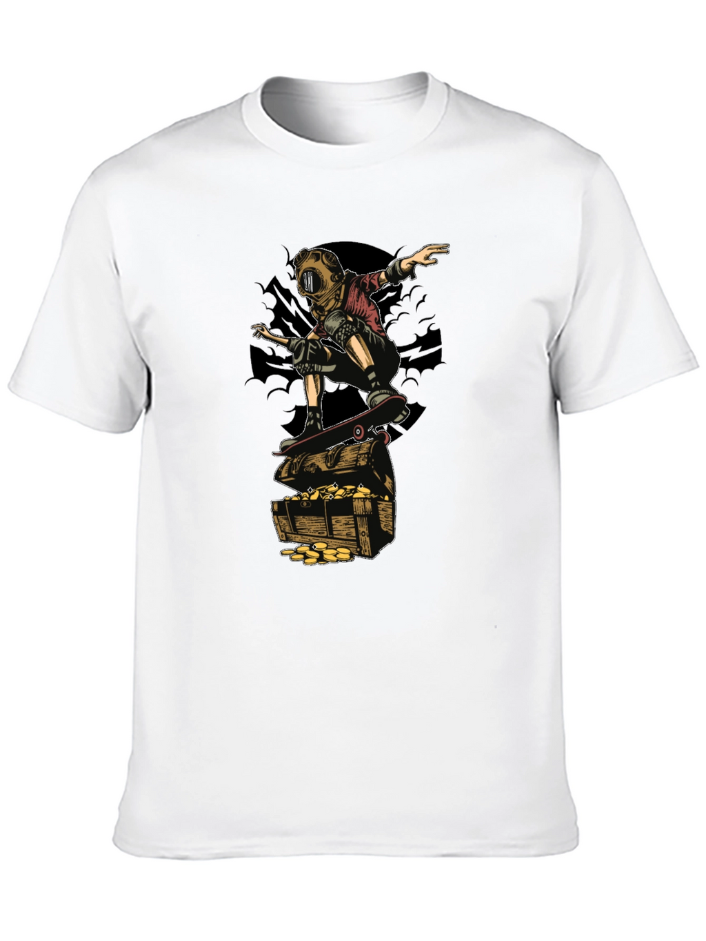 Skateboarding Diver on Treasure T-Shirt