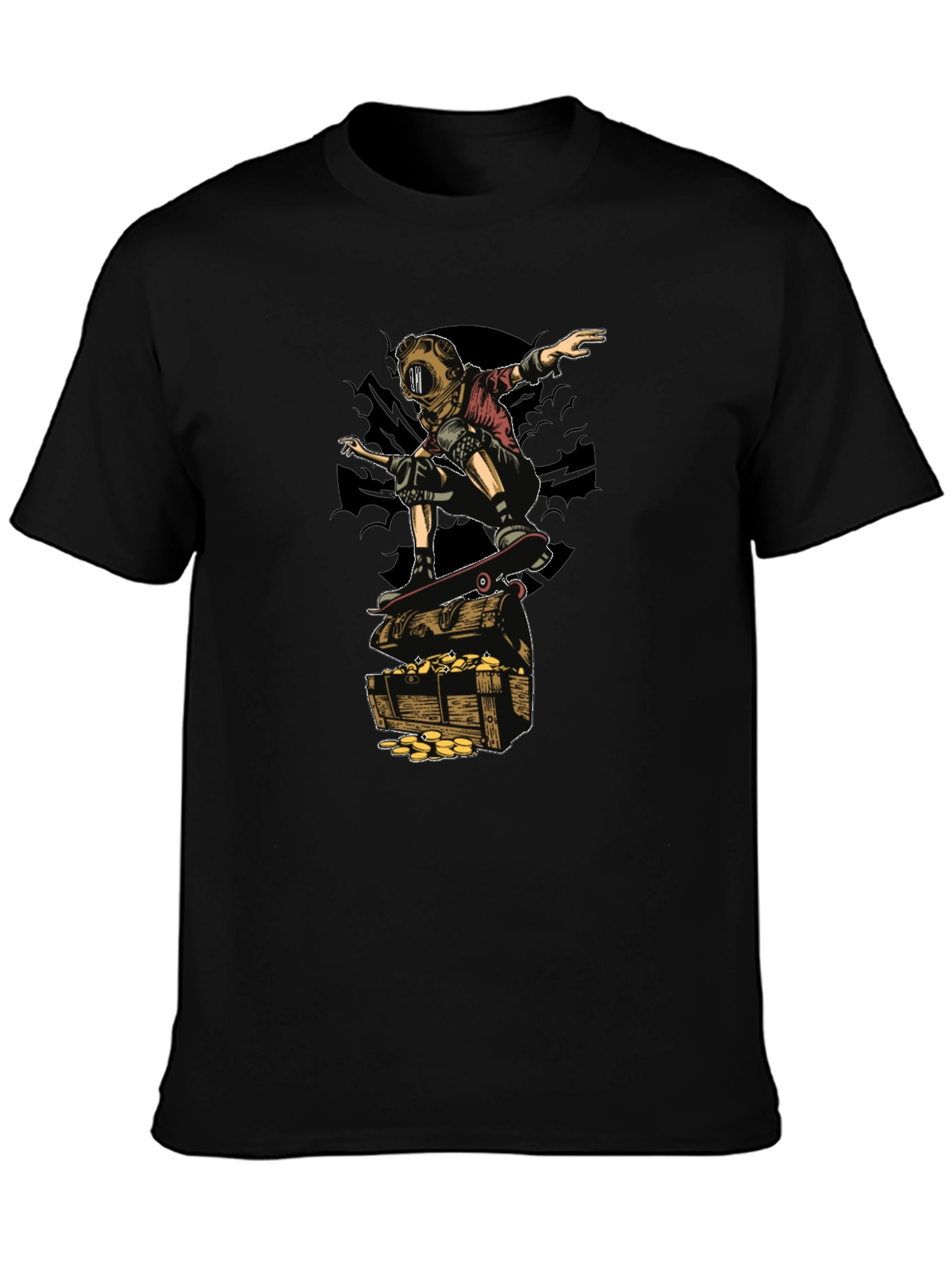 Skateboarding Diver on Treasure T-Shirt