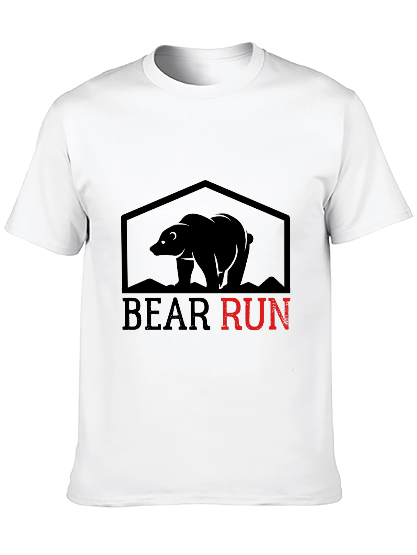 Bear Run Graphic Tee - Black Cotton T-Shirt