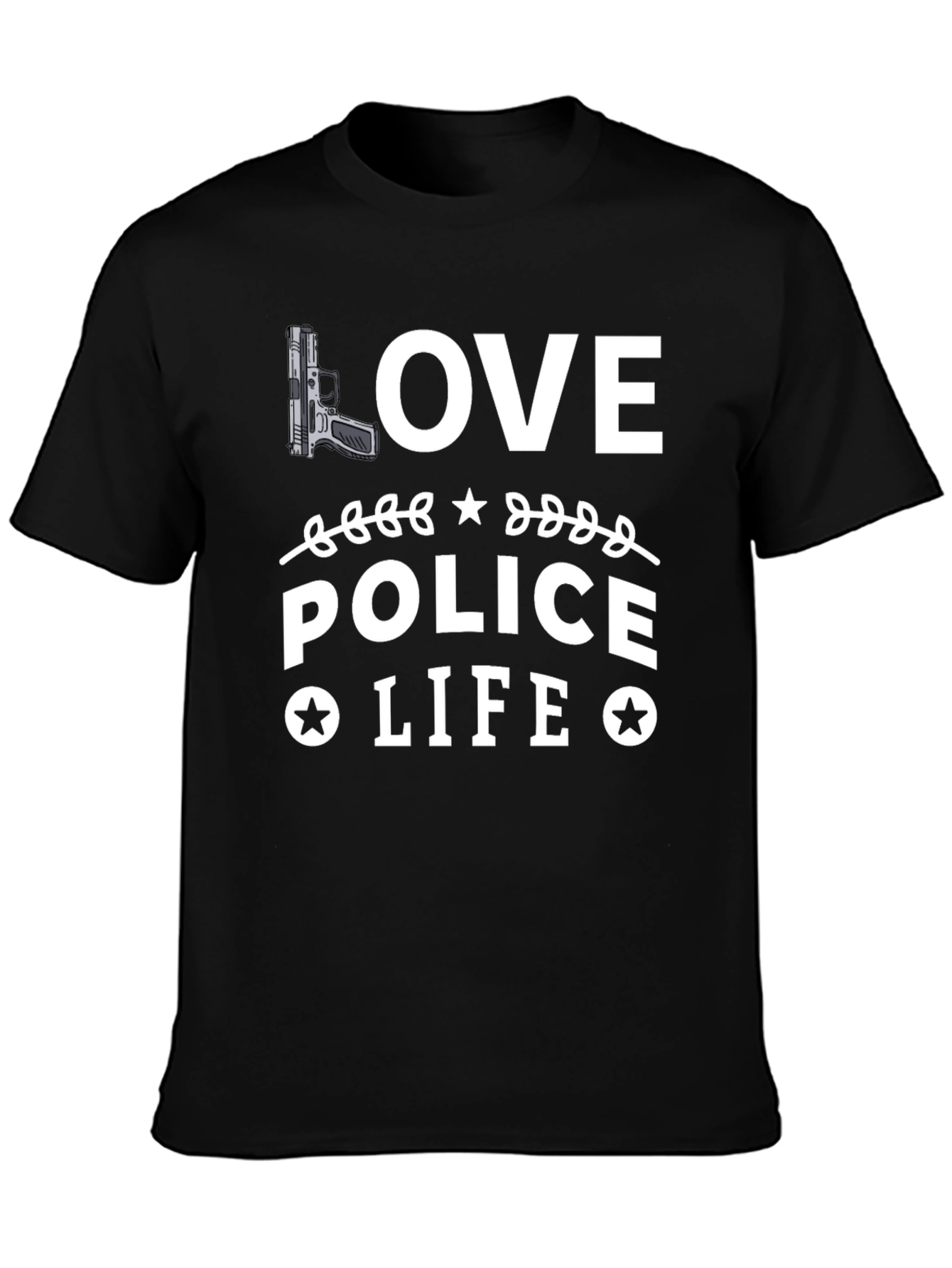 Love Police Life Graphic T-Shirt - Black