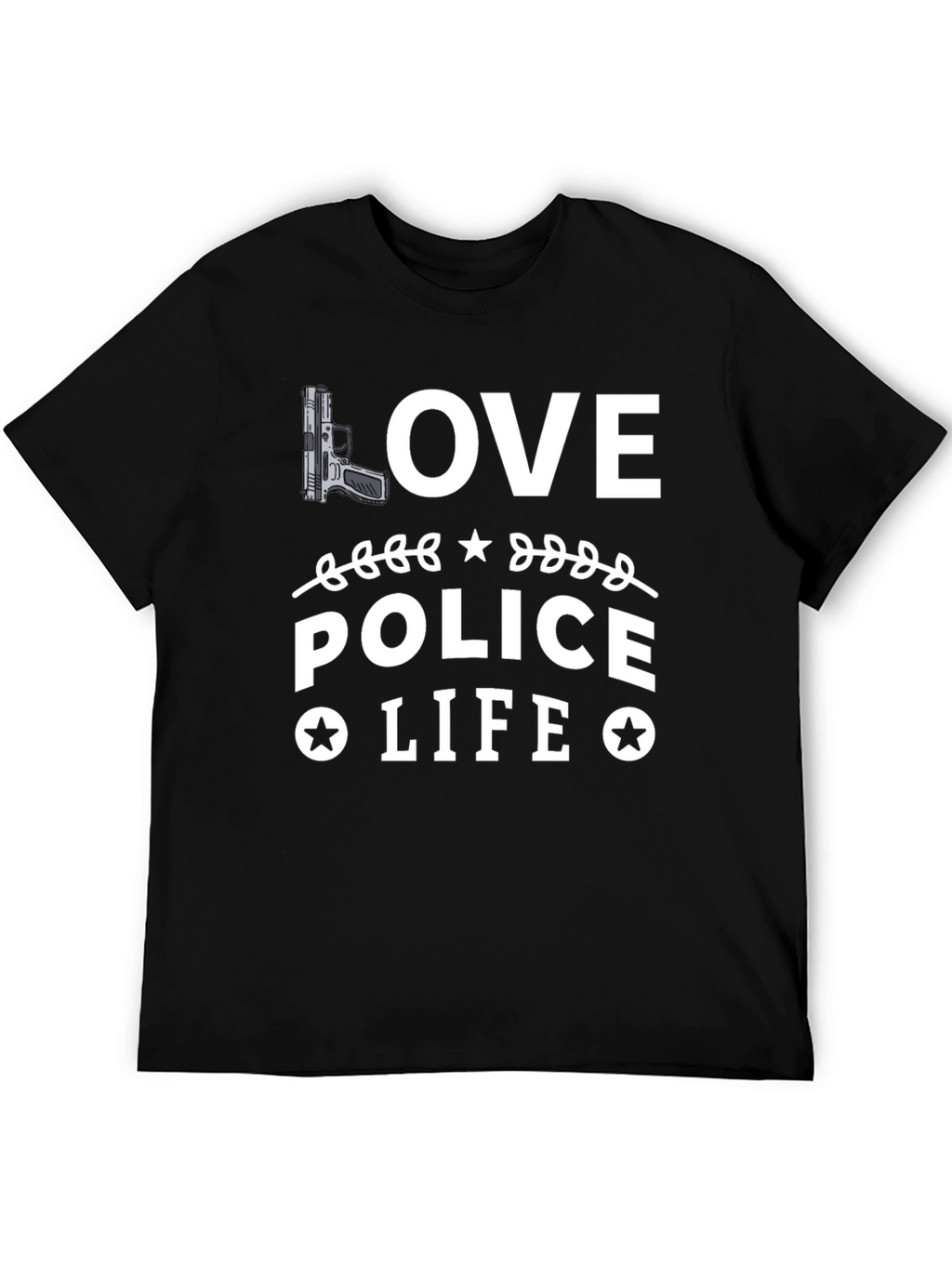 Love Police Life Graphic T-Shirt - Black