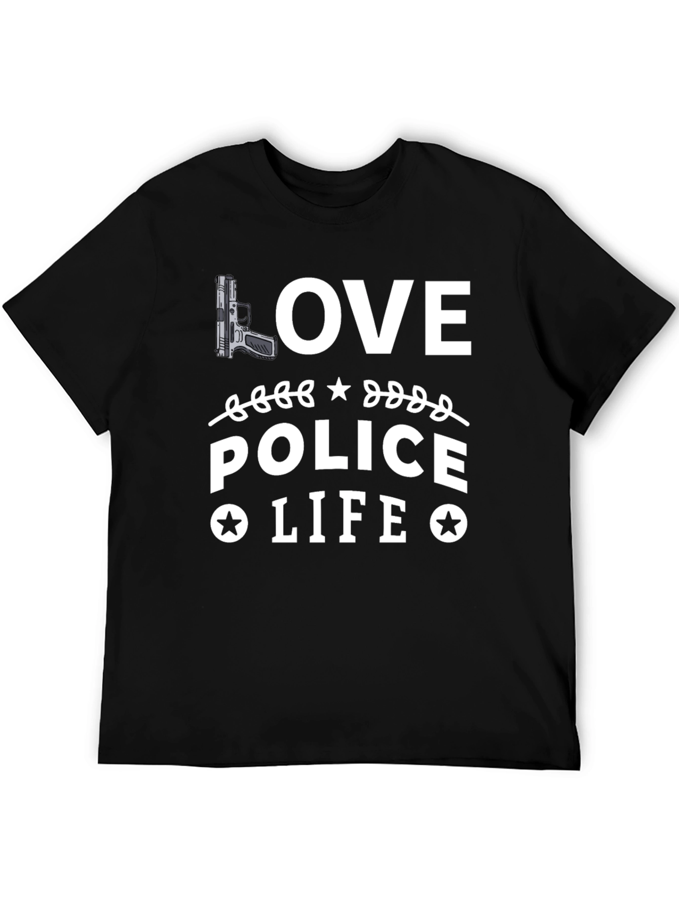 Love Police Life Graphic T-Shirt - Black