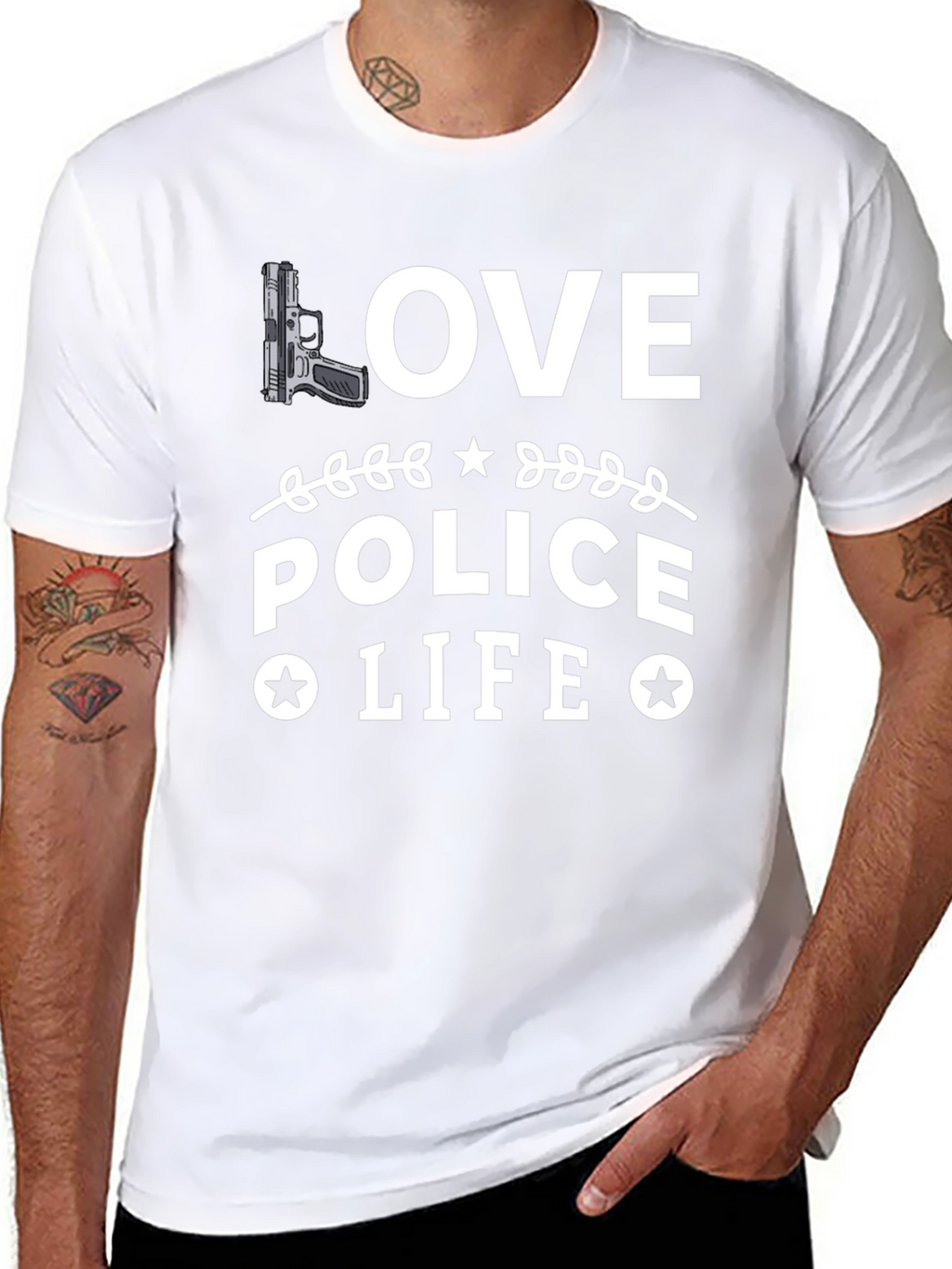 Love Police Life Graphic T-Shirt - Black