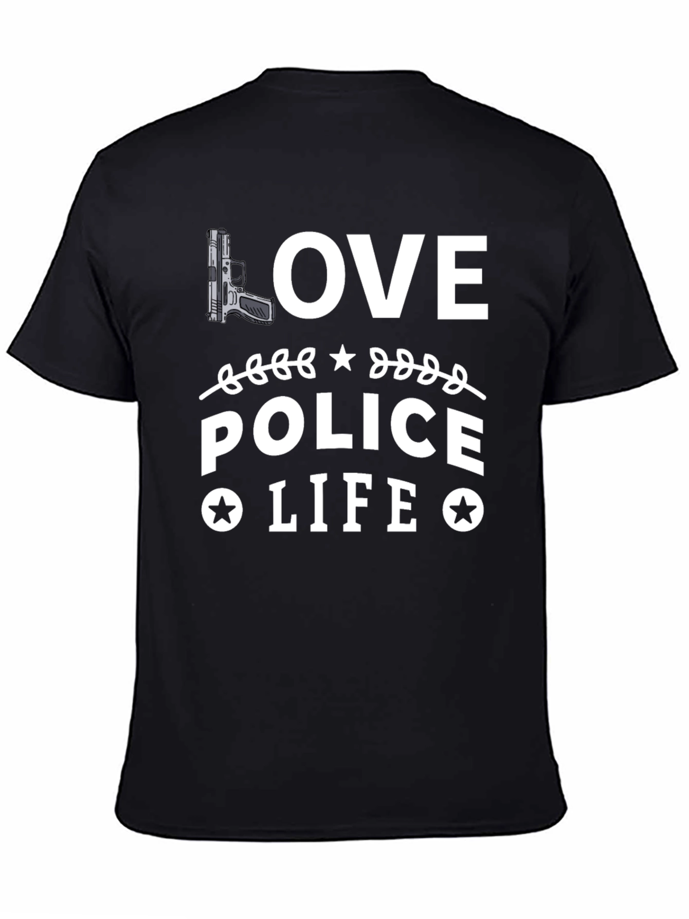 Love Police Life Graphic T-Shirt - Black