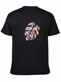 Tropical Leaf Graphic T-Shirt - Stylish Black Tee