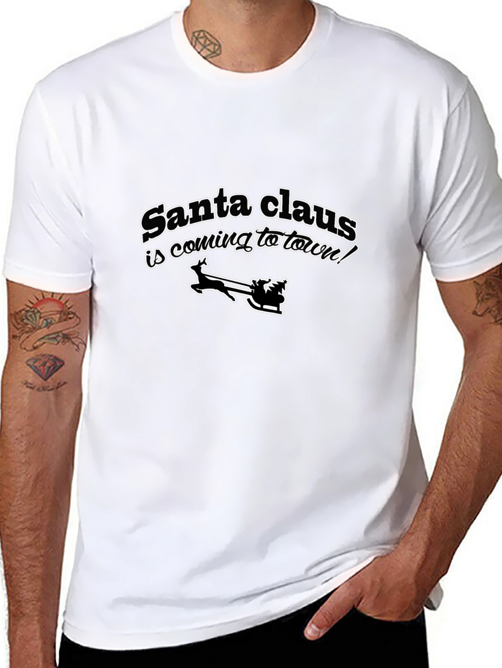 Santa Claus is Coming to Town Black T-Shirt