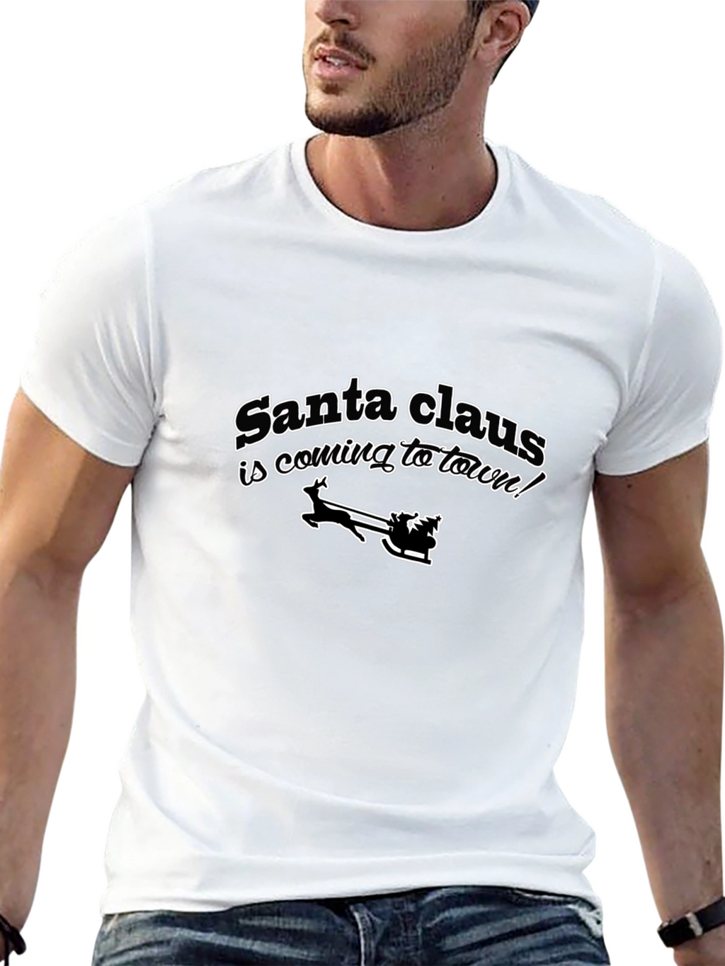 Santa Claus is Coming to Town Black T-Shirt