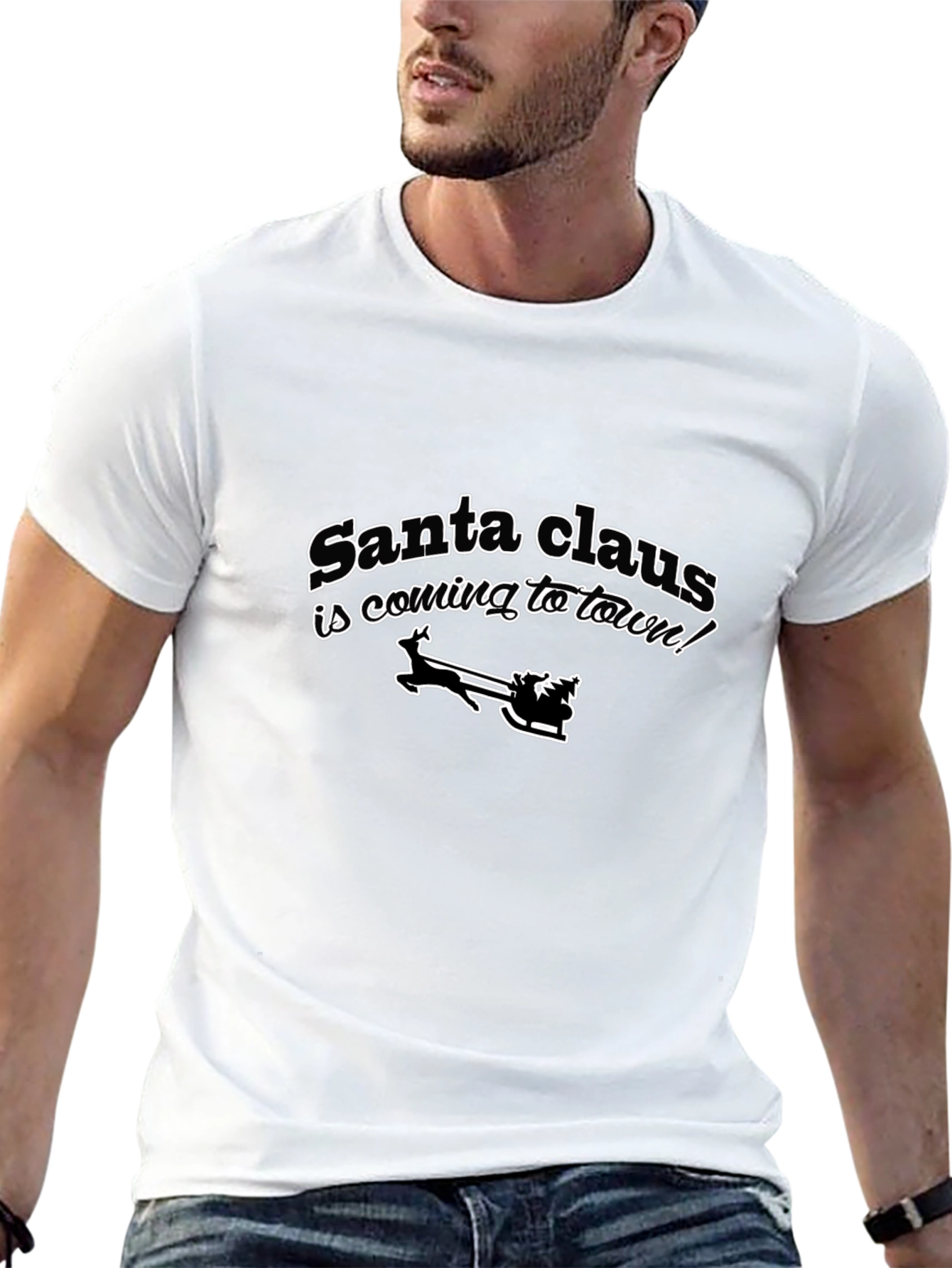 Santa Claus is Coming to Town Black T-Shirt