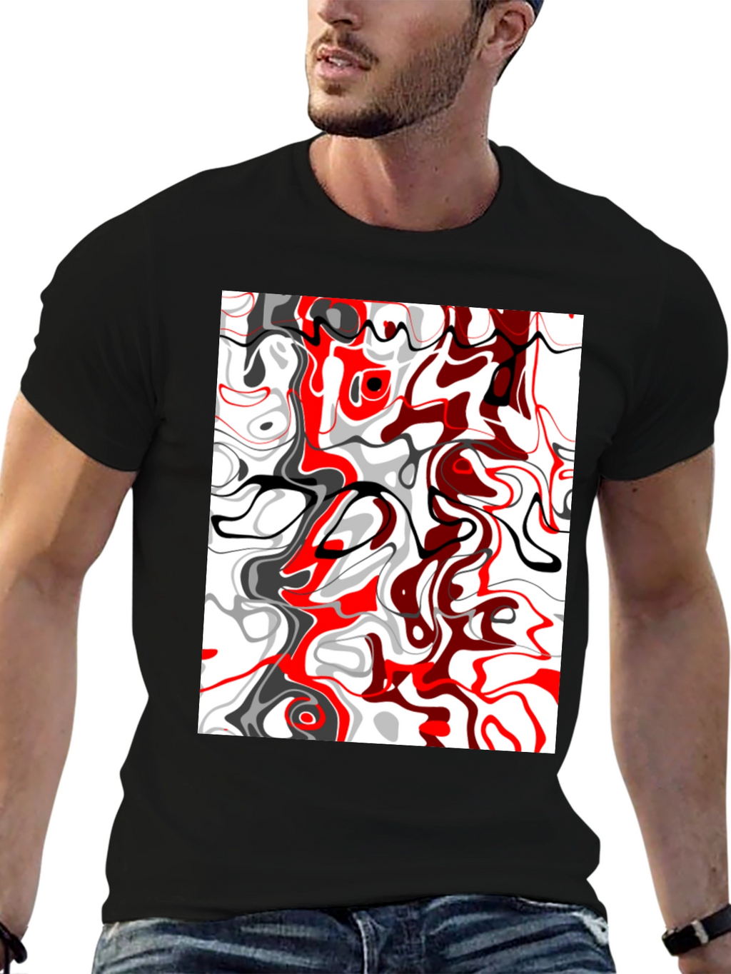 Abstract Swirl Graphic Tee - Modern Art Shirt