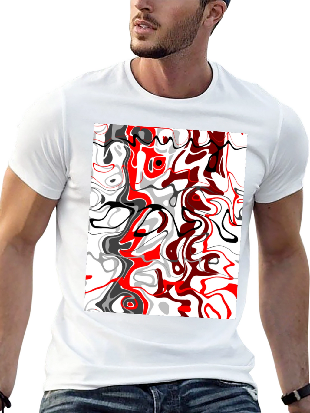 Abstract Swirl Graphic Tee - Modern Art Shirt