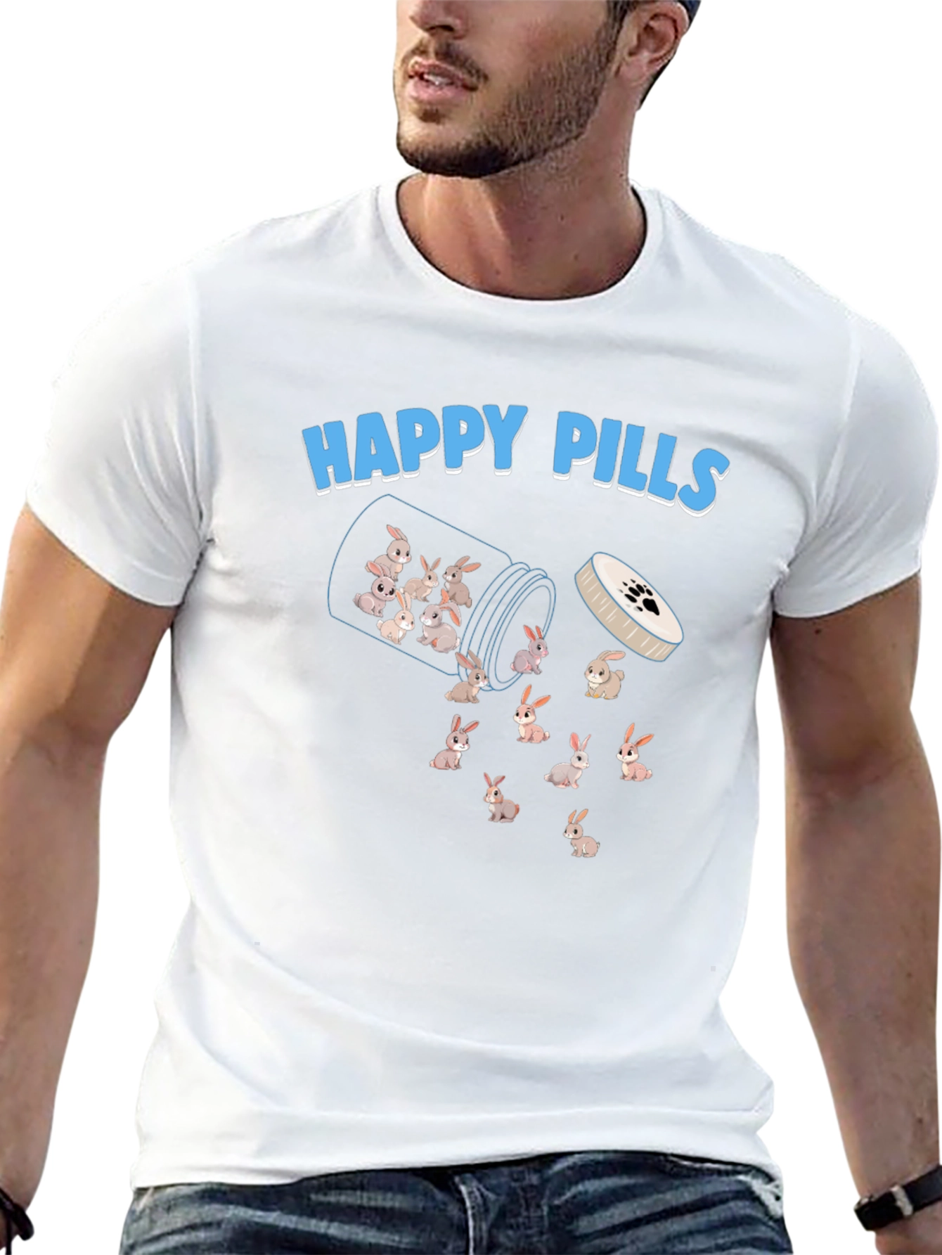 Happy Pills Bunny T-Shirt - Cute & Fun Design