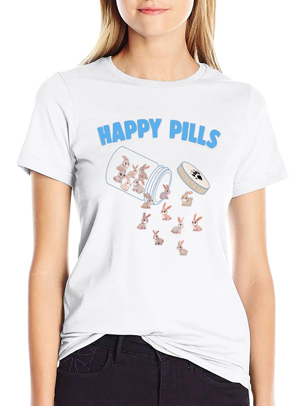 Happy Pills Bunny T-Shirt - Cute & Fun Design