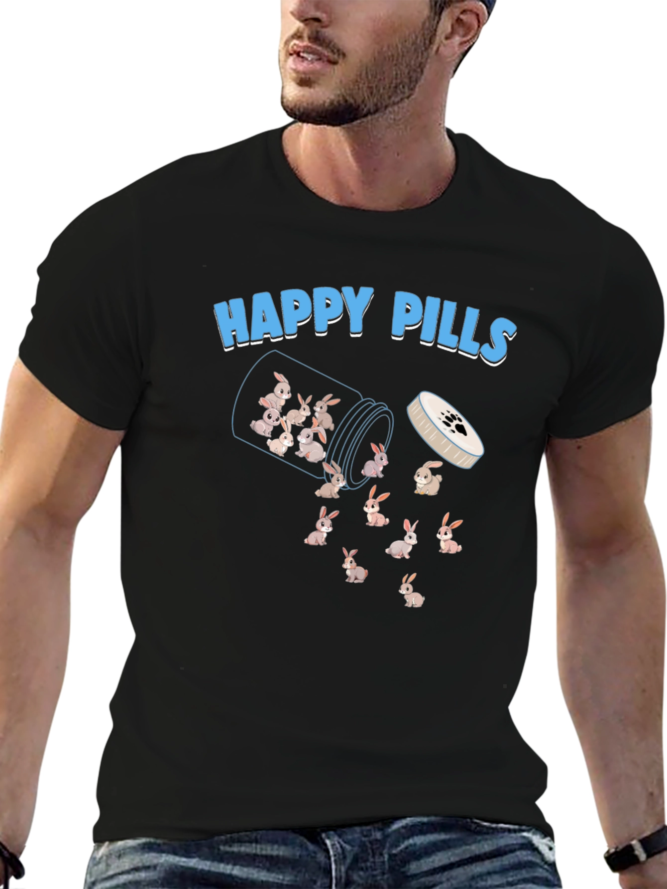 Happy Pills Bunny T-Shirt - Cute & Fun Design