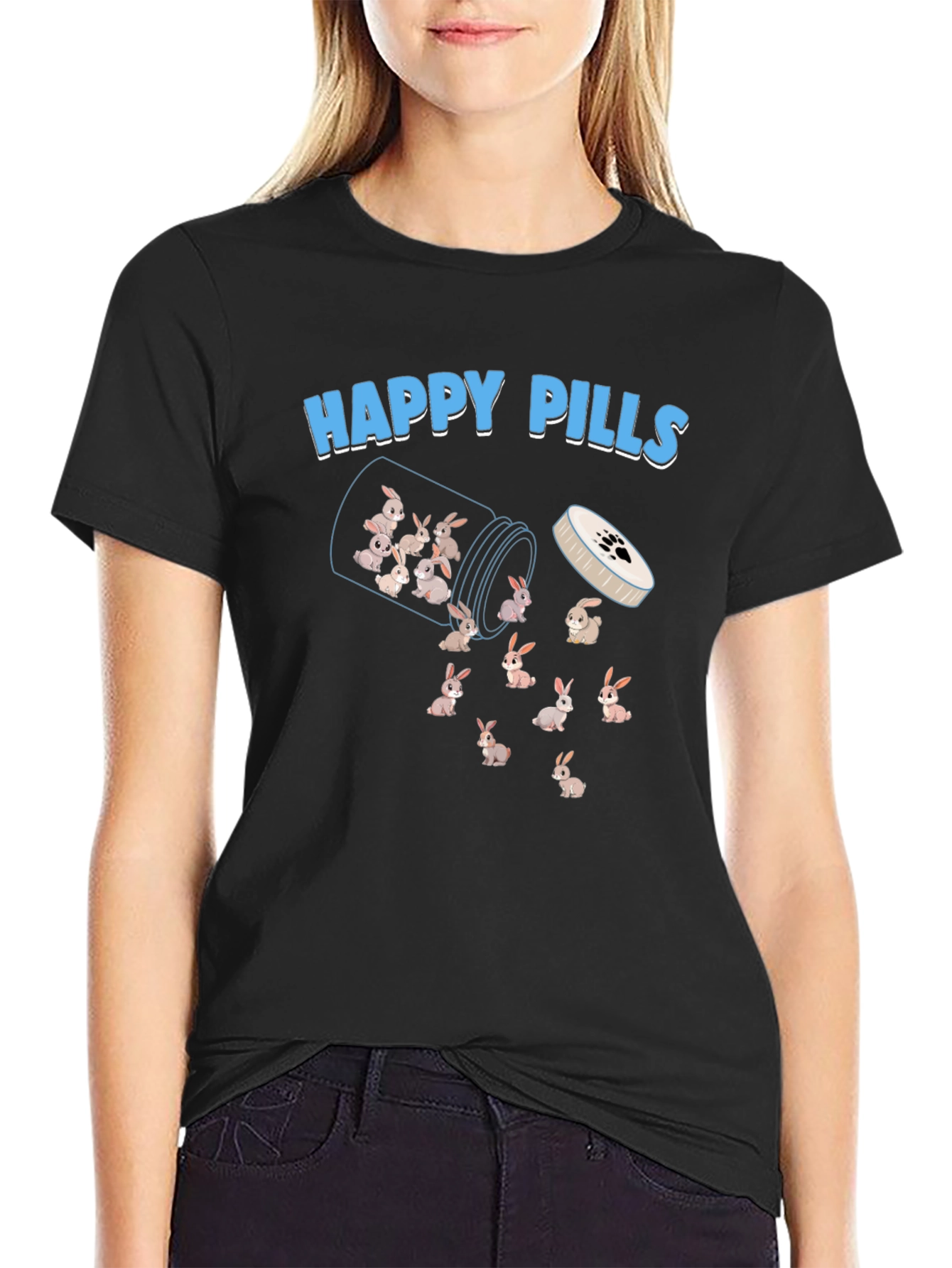 Happy Pills Bunny T-Shirt - Cute & Fun Design