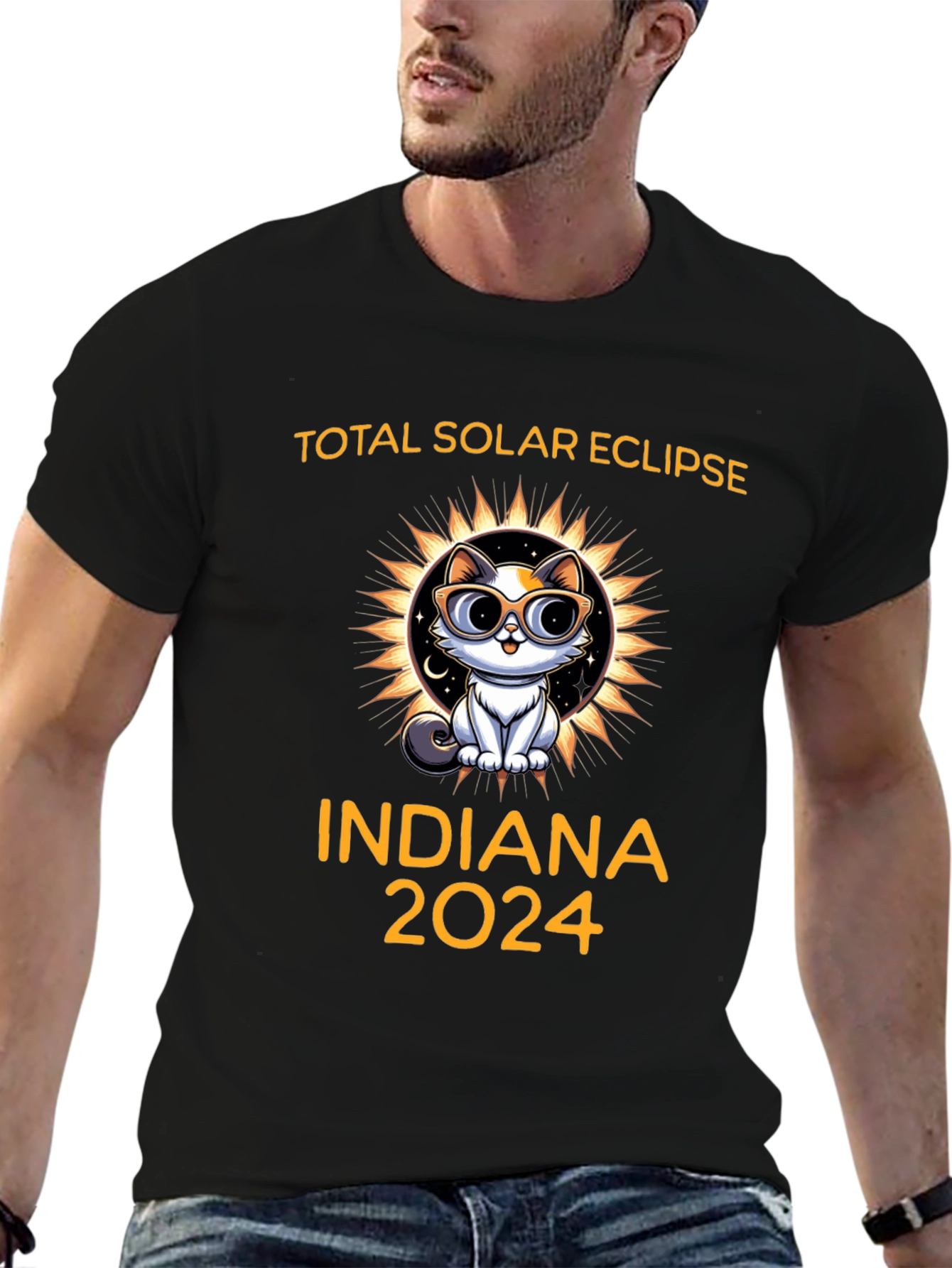 Total Solar Eclipse Indiana 2024 Cat T-Shirt