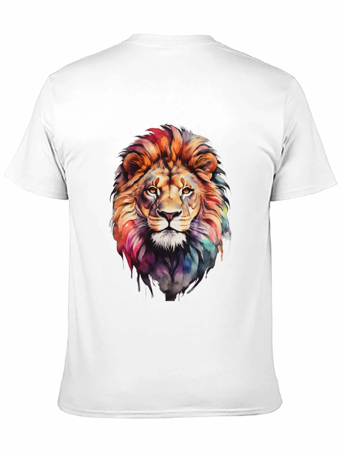 Lion Watercolor Graphic Tee - Artistic Mens T-Shirt