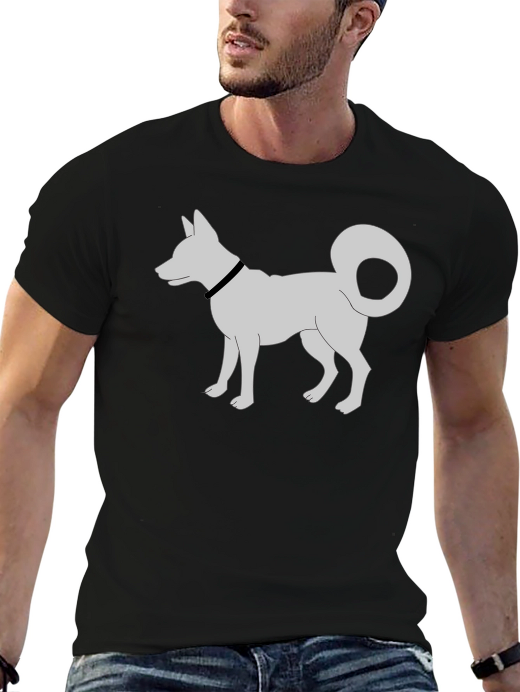 Dog Silhouette T-Shirt - Black Cotton Tee