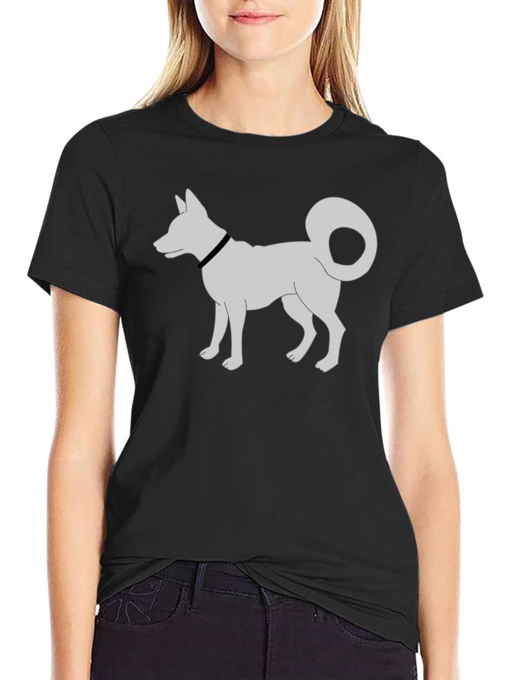 Dog Silhouette T-Shirt - Black Cotton Tee