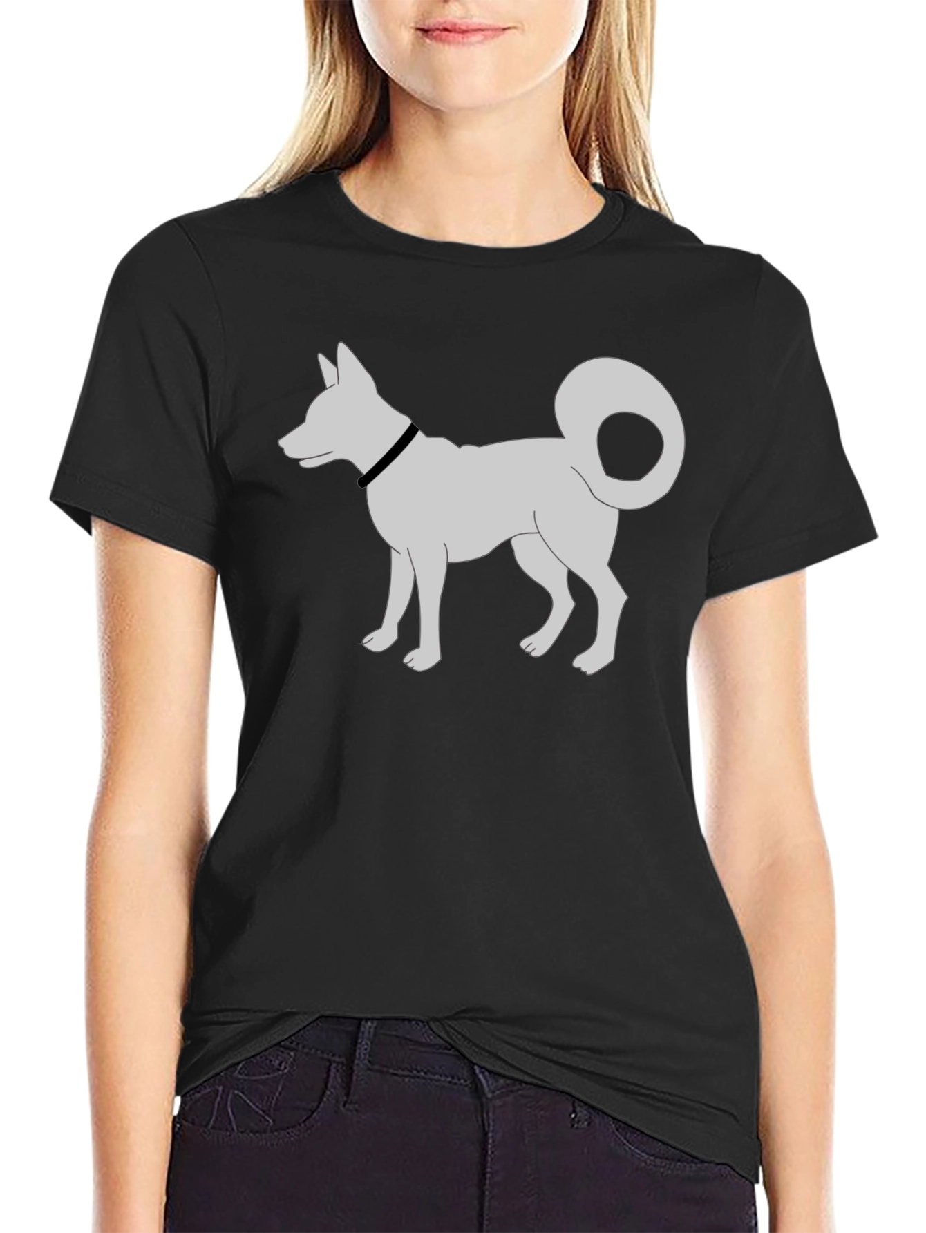 Dog Silhouette T-Shirt - Black Cotton Tee